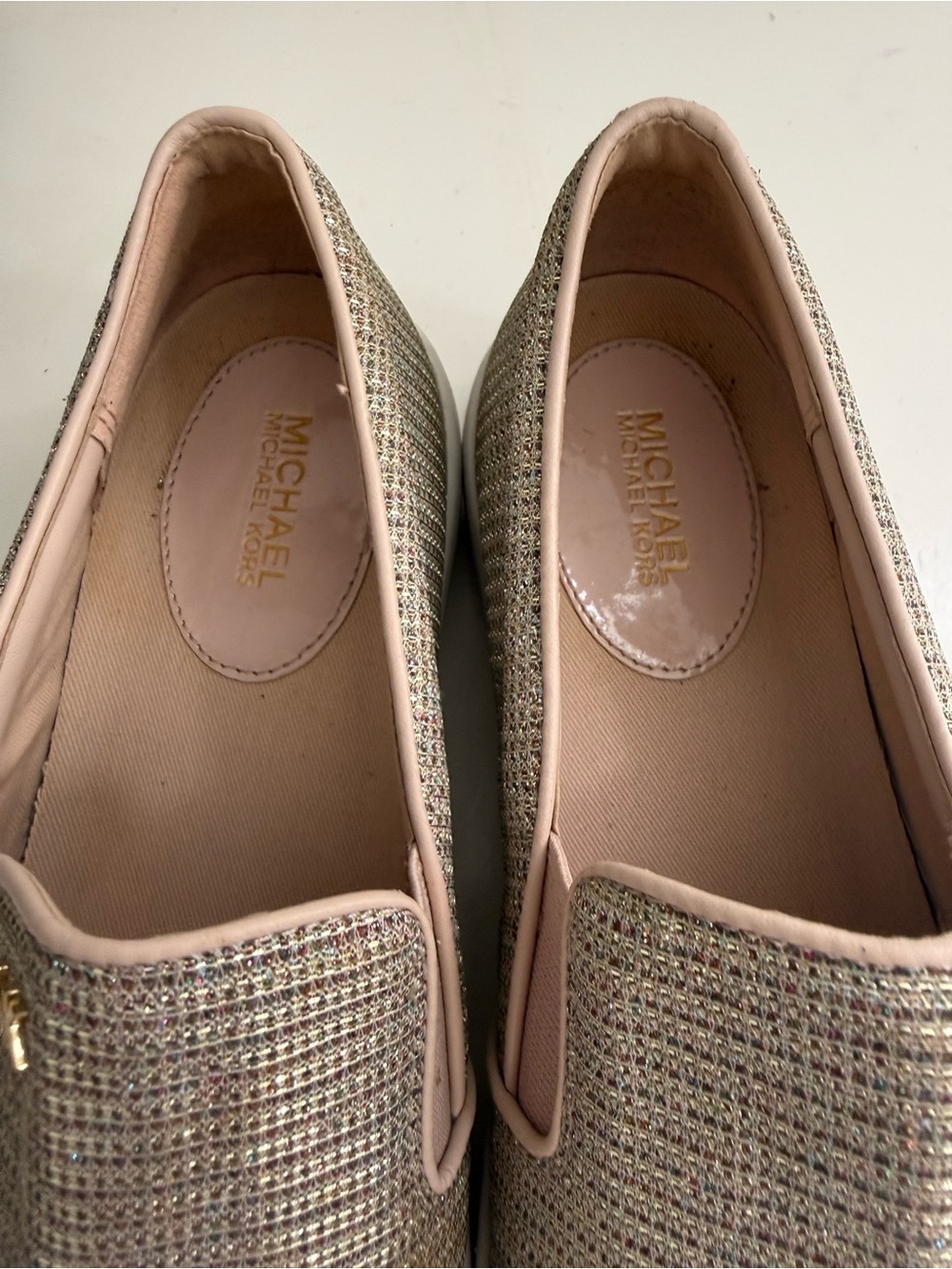 Michael Kors Keaton Metallic Beige Slip-On Sneakers size 8.5 - Picture 4 of 8